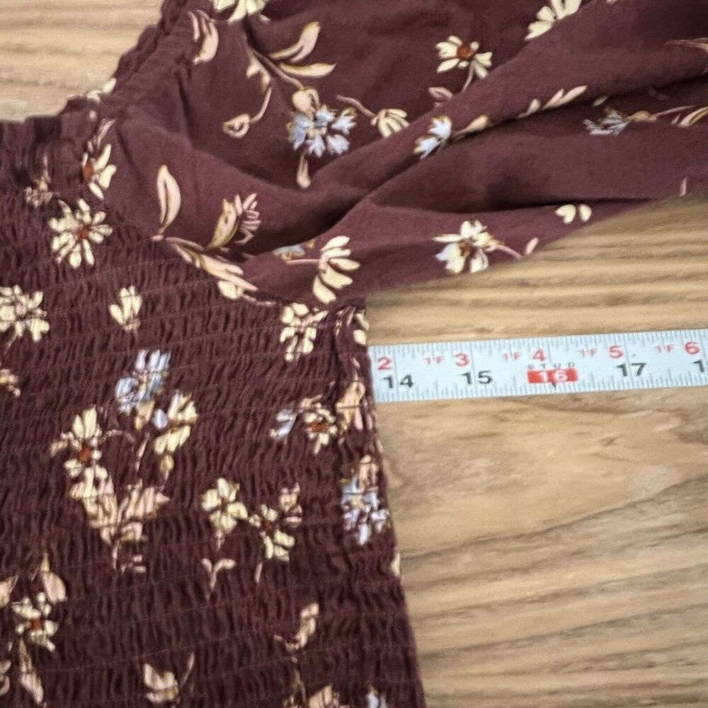 Madwell Top Womens Size 0 Smocked Floral Boho‎ Festival Crop Shirt - Picture 12 of 13